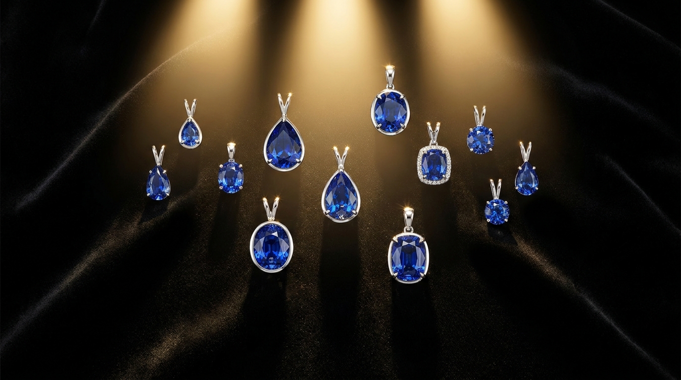 pendentif saphir inspiration nature feuille délicate